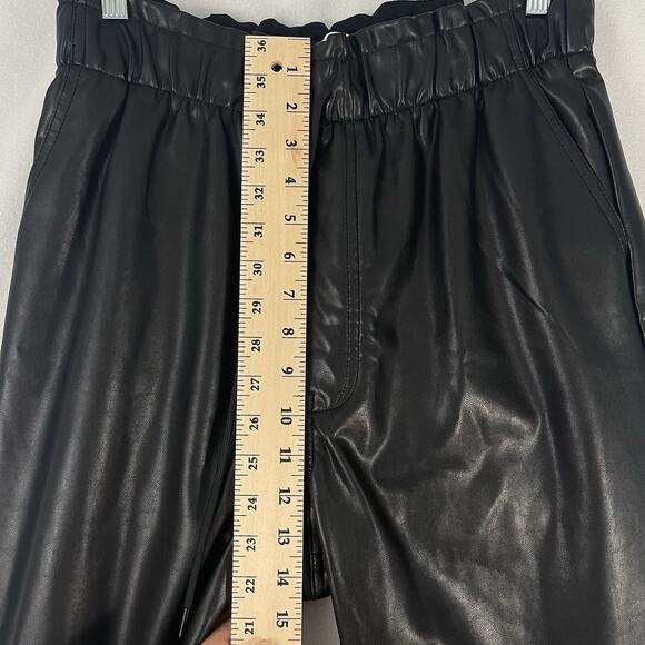 NWT Abercrombie & Fitch High Rise Black Faux Leather Pants Pull-On Size Large - Picture 11 of 16